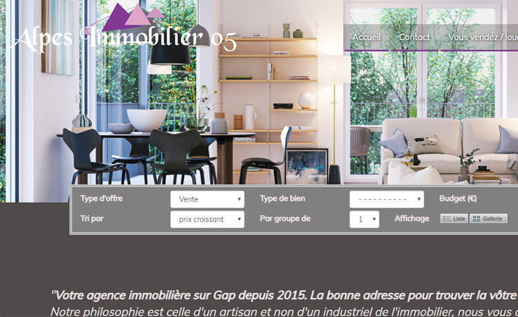 Le nouveau site d'Alpes Immobilier à Gap